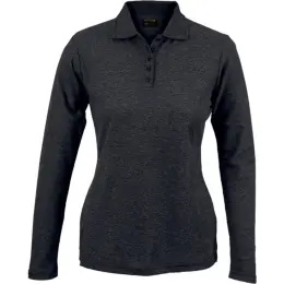 Charcoal Heather Ladies 175g Pique Knit Long Sleeve Golfer